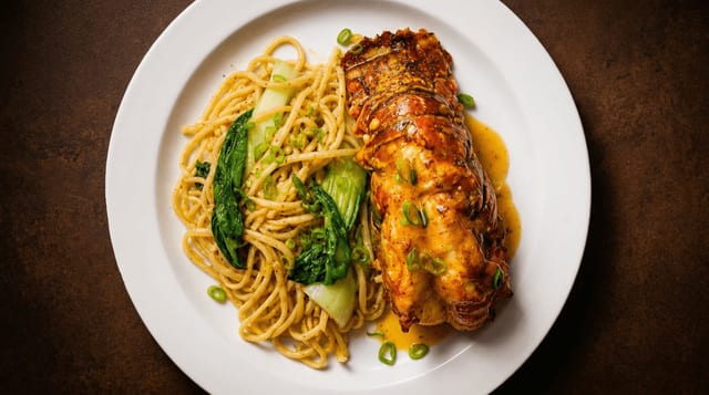 Fettuccine with Lobster Tail.