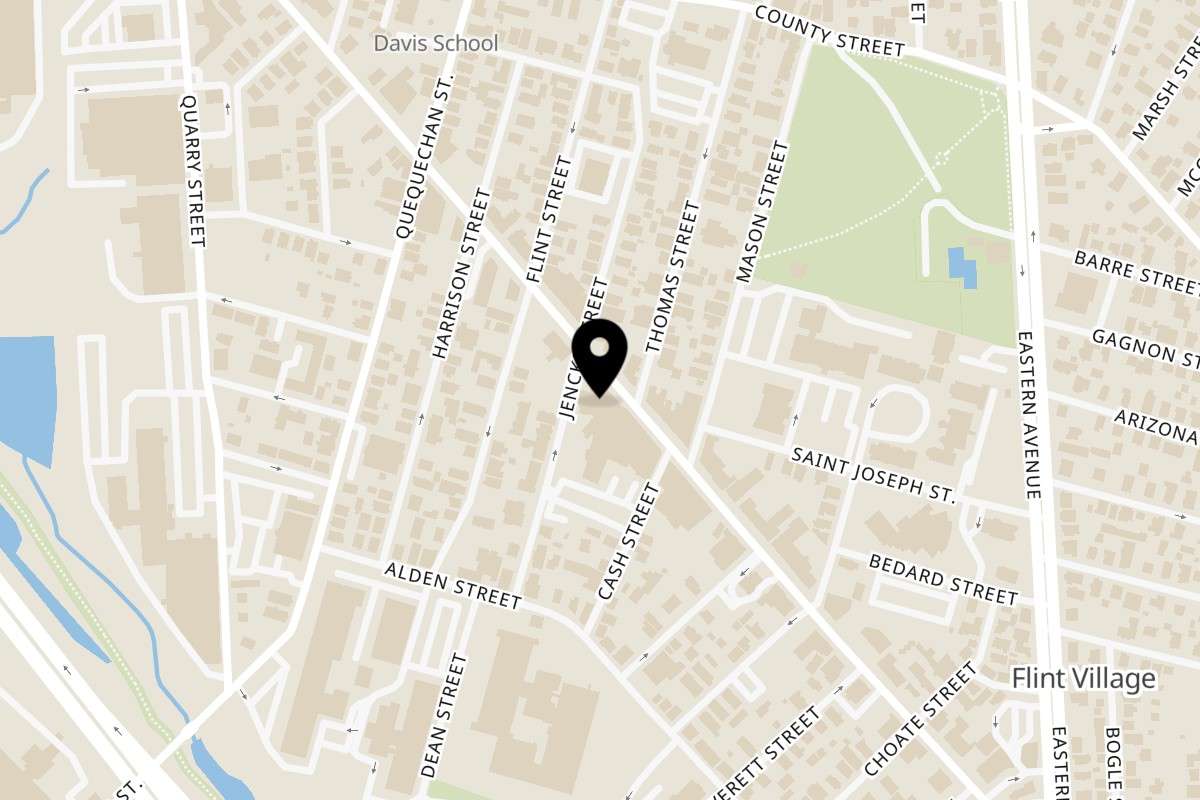 Map showing the location of Taste of Paradise on 1335 Pleasant St in Fall River