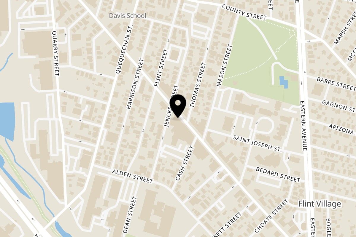 Map showing the location of Taste of Paradise on 1345 Pleasant St in Fall River